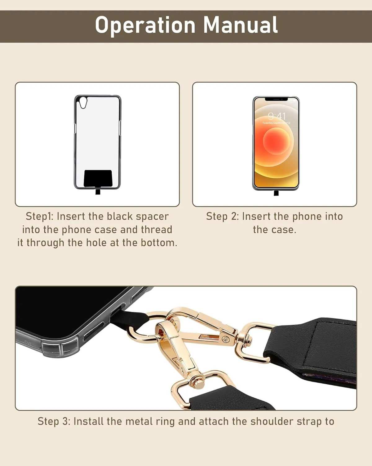 Clip and Go Strap for Phone with Wallet Crossbody,Adjustable Phone Strap with Zippered Pouch,Upgraded and Extended in Length,Phone Strap Crossbody Phones Strap with Wallet-Clover