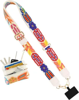 Clip and Go Strap for Phone with Wallet Crossbody,Adjustable Phone Strap with Zippered Pouch,Upgraded and Extended in Length,Phone Strap Crossbody Phones Strap with Wallet-Clover
