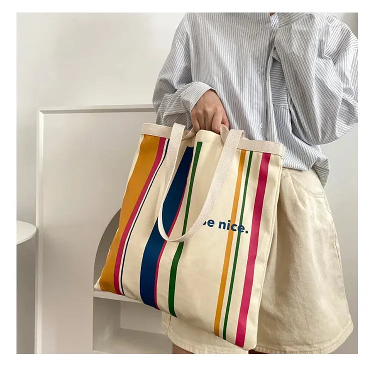 Colourful stripes Canvas Shoulder Bag