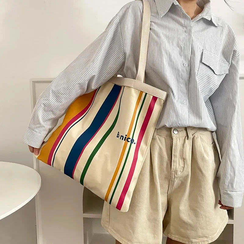 Colourful stripes Canvas Shoulder Bag
