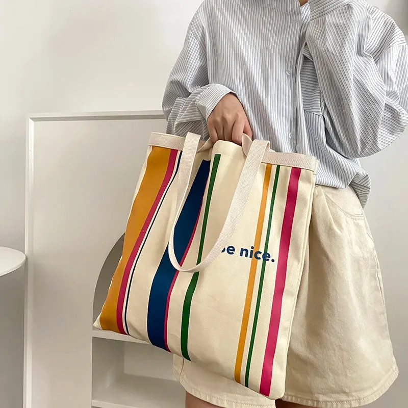 Colourful stripes Canvas Shoulder Bag