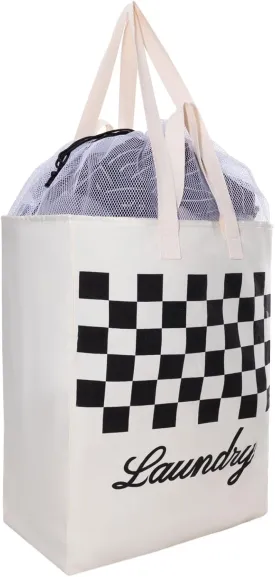 Cotton Laundry Bag XL, AXJ Extra Large Heavy Duty Dirty Clothes Bags, Storage Bag with Fixed Drawstring Mesh, Shoulder Straps and Handles, VOL 80L, 16 x 9.8 x 21 (Creamy-white)