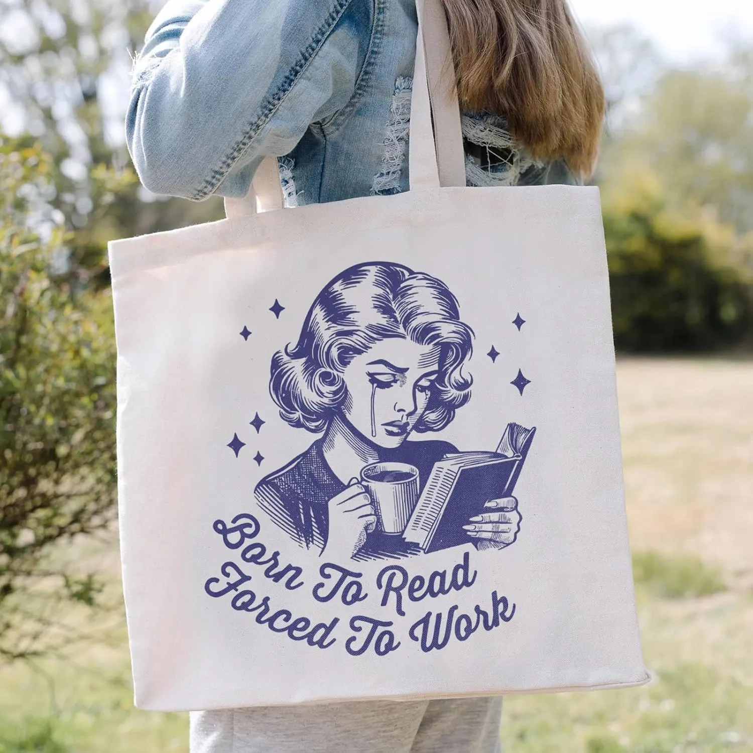 Cute Canvas Tote Bag with Pockets for Adults, Book Lovers Gifts - Mothers Day, Birthday Gifts for Book Lovers Women - Reading Accessories, Librarian, Bookish, Readers, Library Present