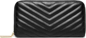 Daisy Rose Womens Zip-Around Wallet & Phone Clutch with RFID Blocking, PU Vegan Leather (Black)