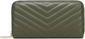 Daisy Rose Womens Zip-Around Wallet & Phone Clutch with RFID Blocking, PU Vegan Leather (Olive)