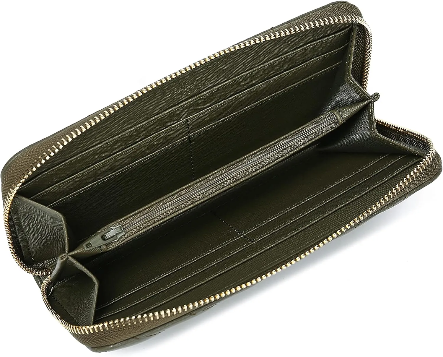 Daisy Rose Womens Zip-Around Wallet & Phone Clutch with RFID Blocking, PU Vegan Leather (Olive)