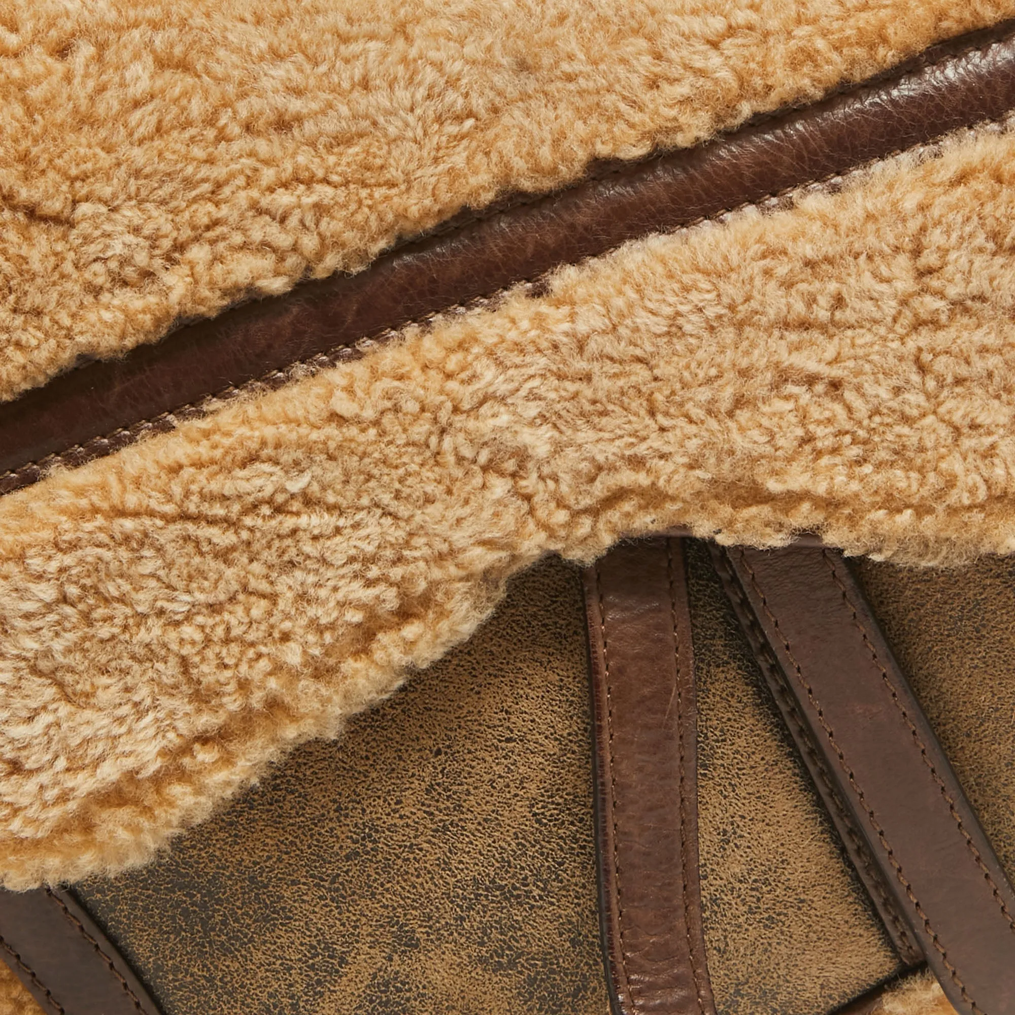 DIOR Beige/Brown Shearling and Leather Saddle Bag