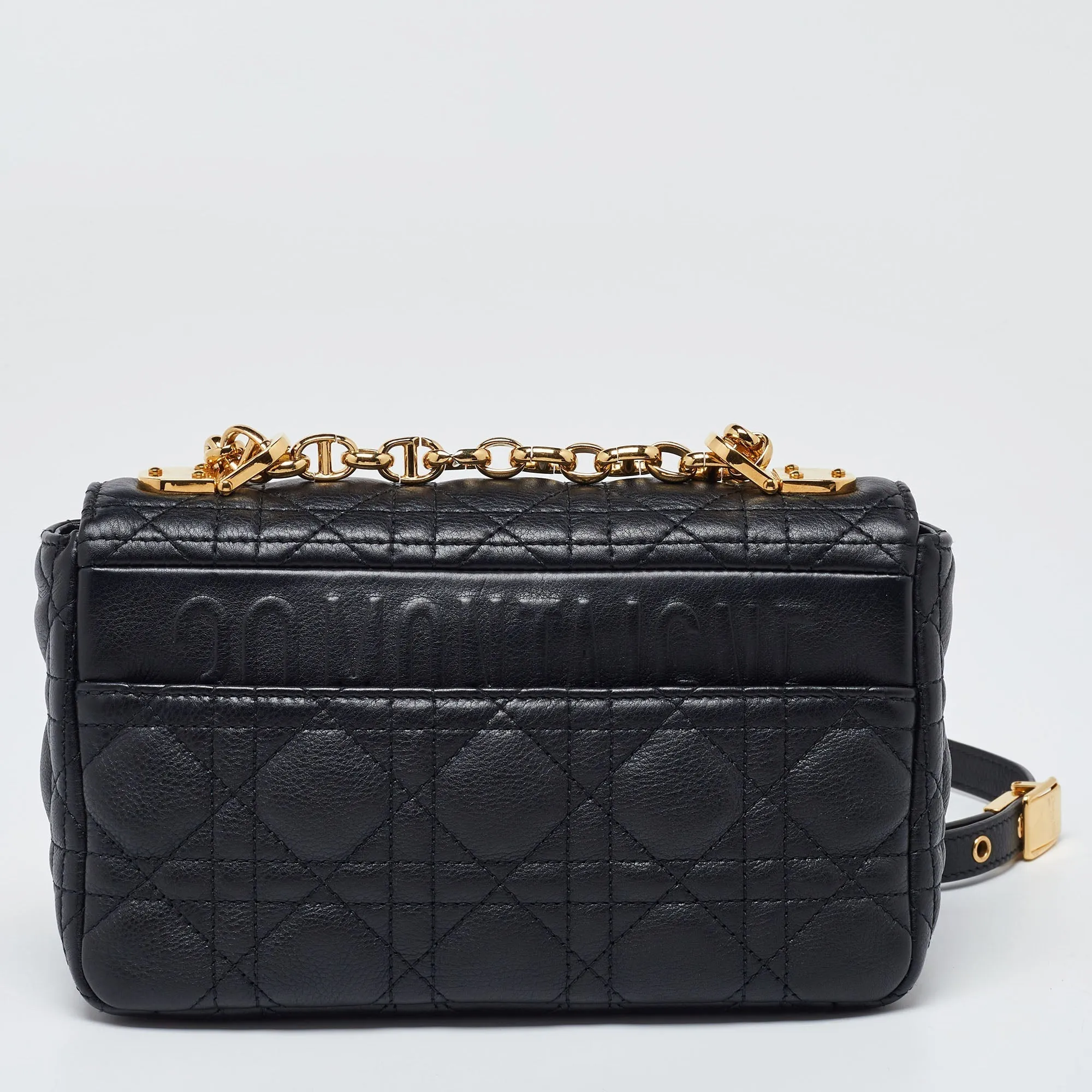 DIOR Black Cannage Leather Small Caro Shoulder Bag