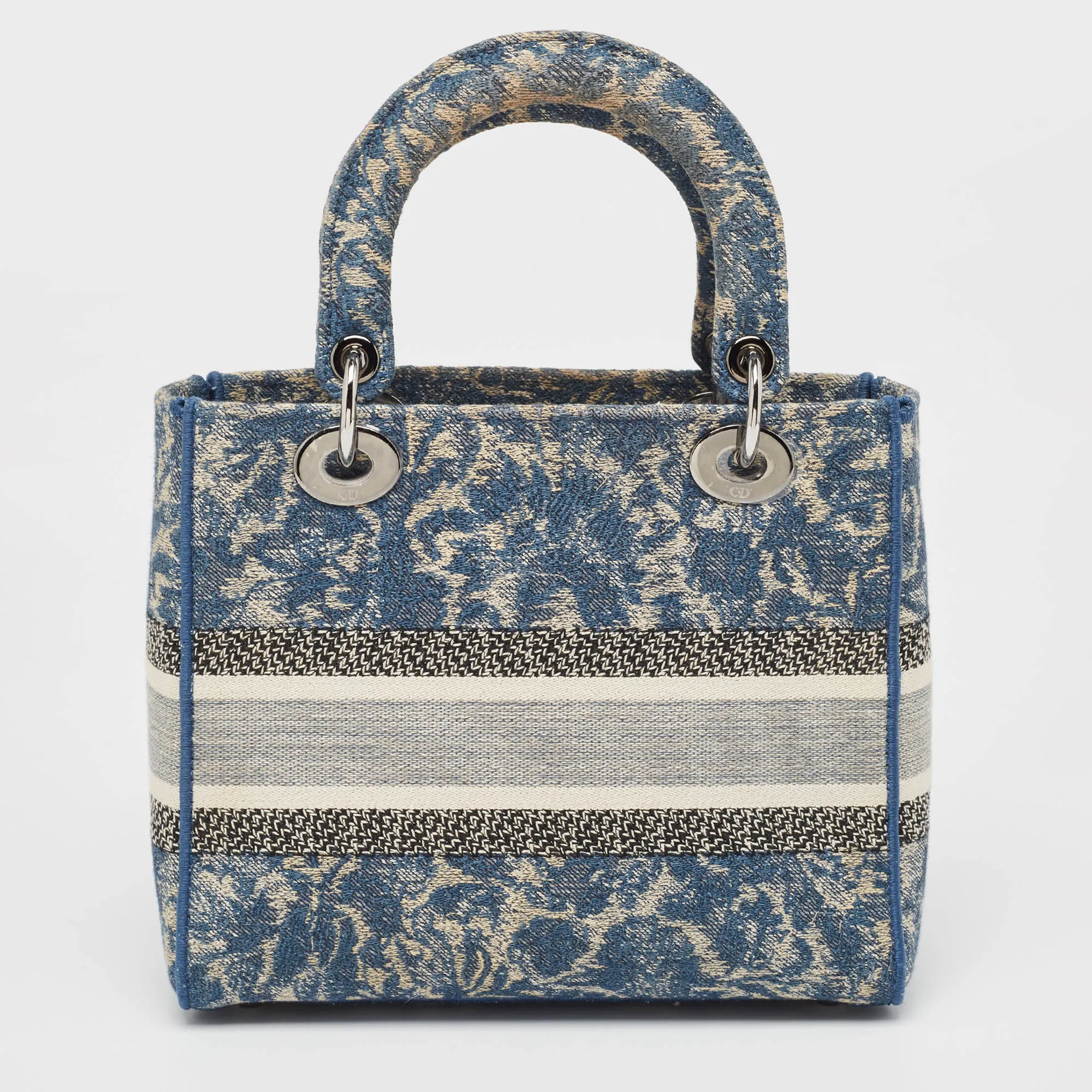 DIOR Blue Embroidered Canvas Medium Lady D-Lite Tote