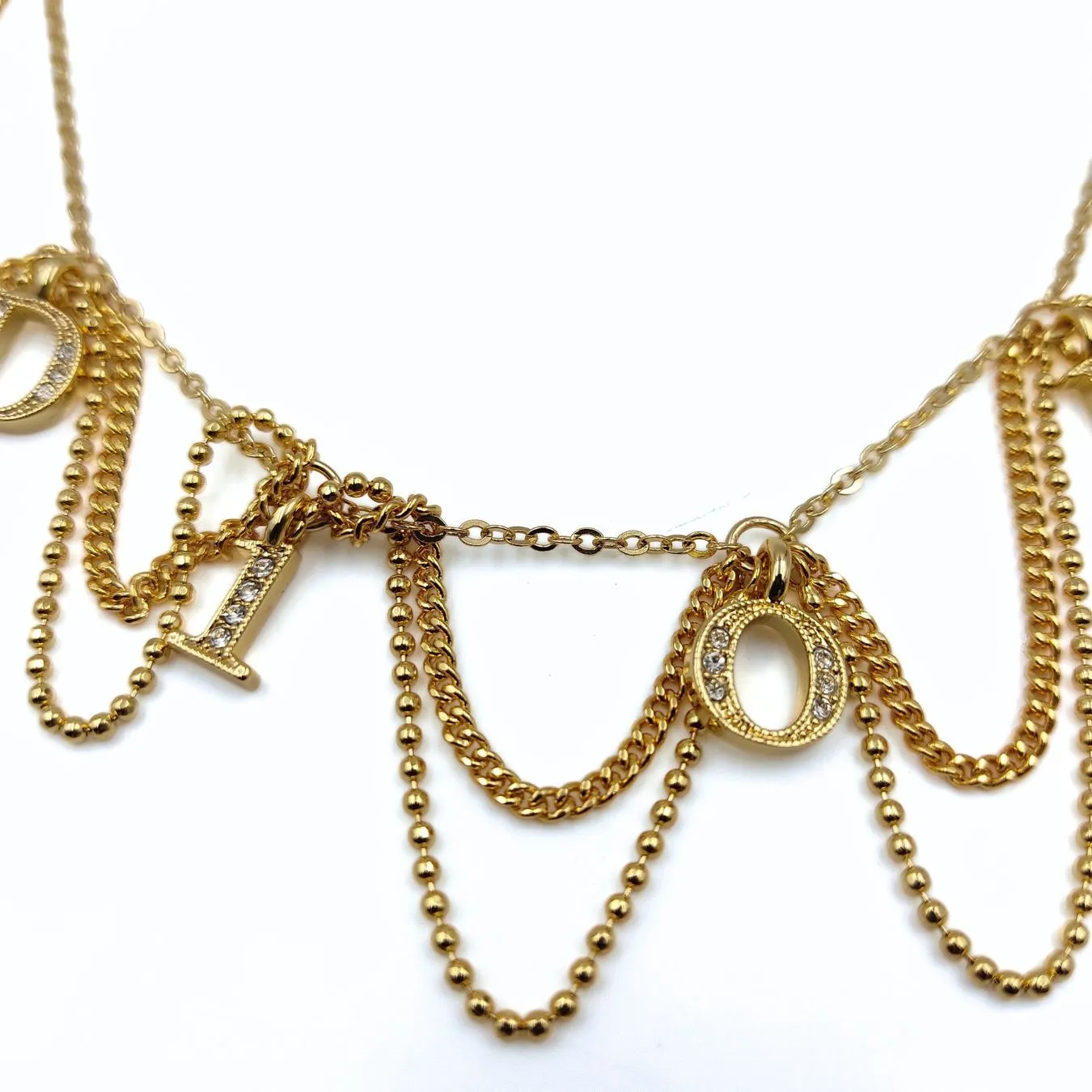 DIOR Dior Dior women's necklace in golden metal and rhinestones
