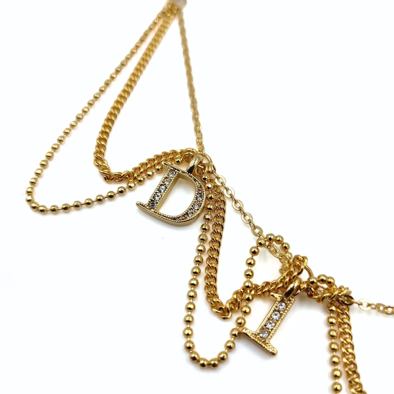 DIOR Dior Dior women's necklace in golden metal and rhinestones