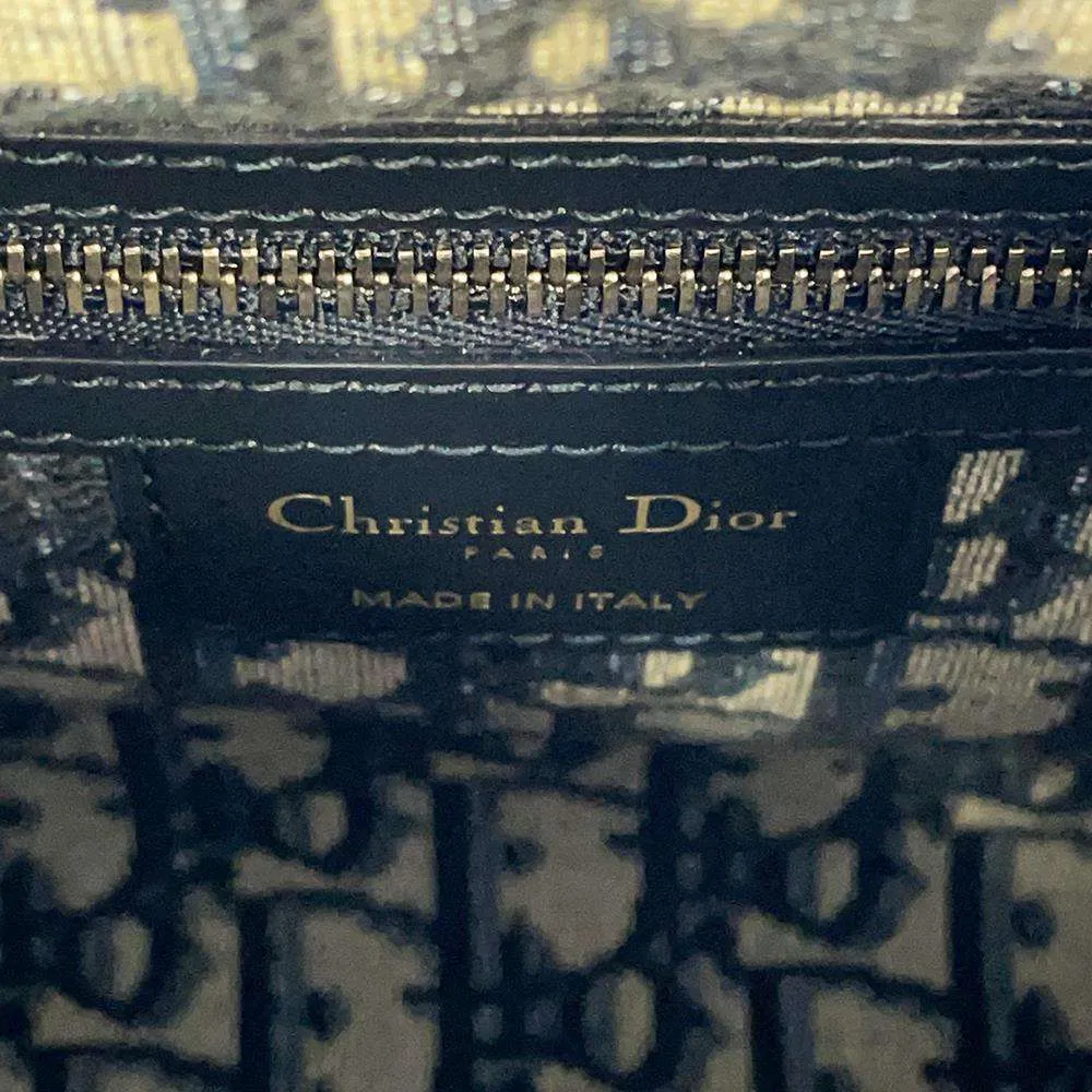Dior Lady Dior 2WAYBag Handbag Beige/Navy M0565CMVO Straw Canvas Size Medium