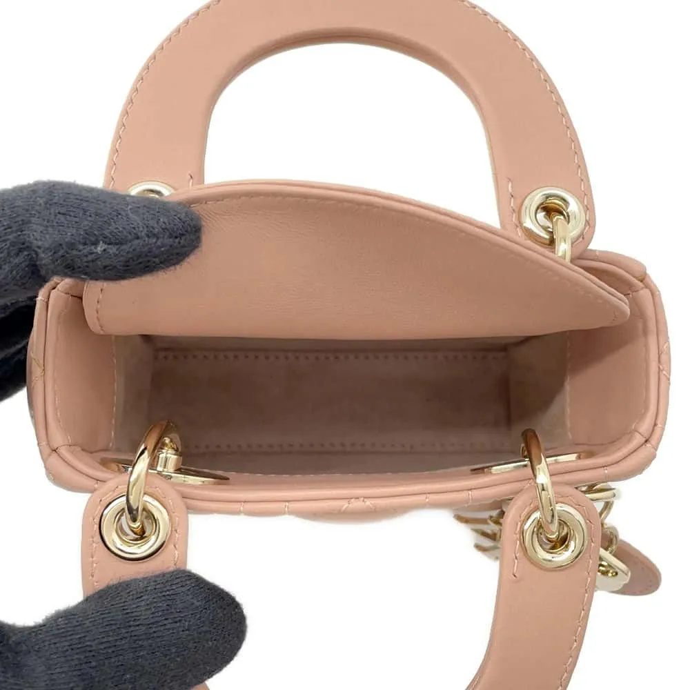 Dior Lady Dior Handbags Pink S0856ONGE Lambskin Size micro
