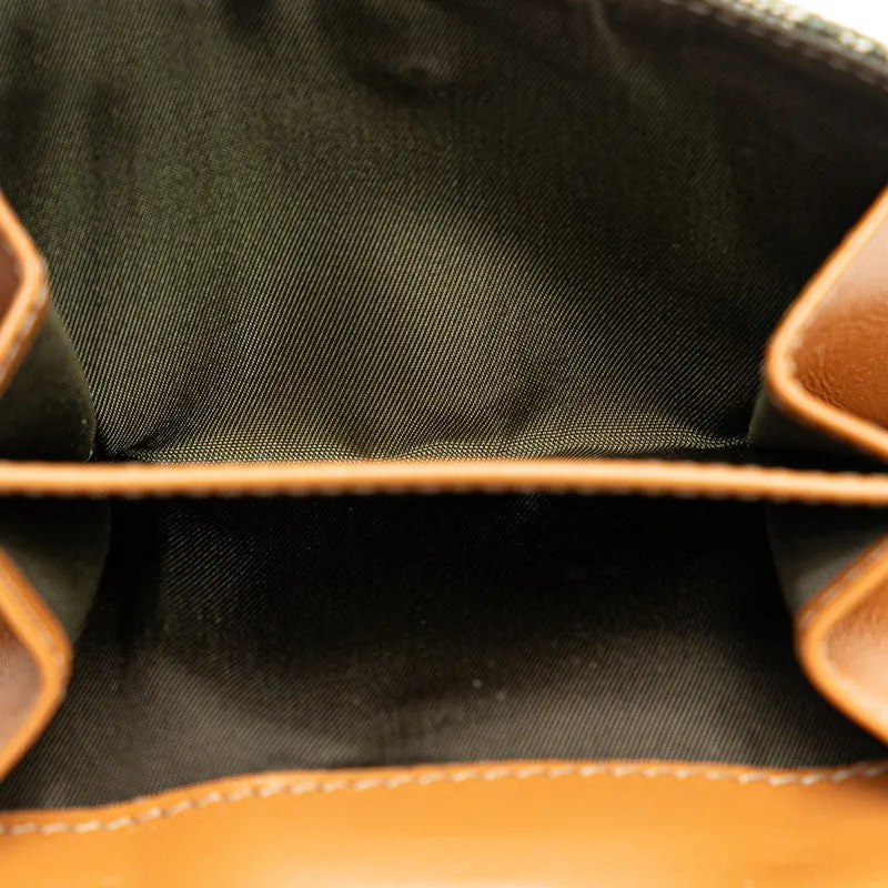 Dior Trotter Saddle Twin Fold Wallet Green Beige Canvas Leather  Dior