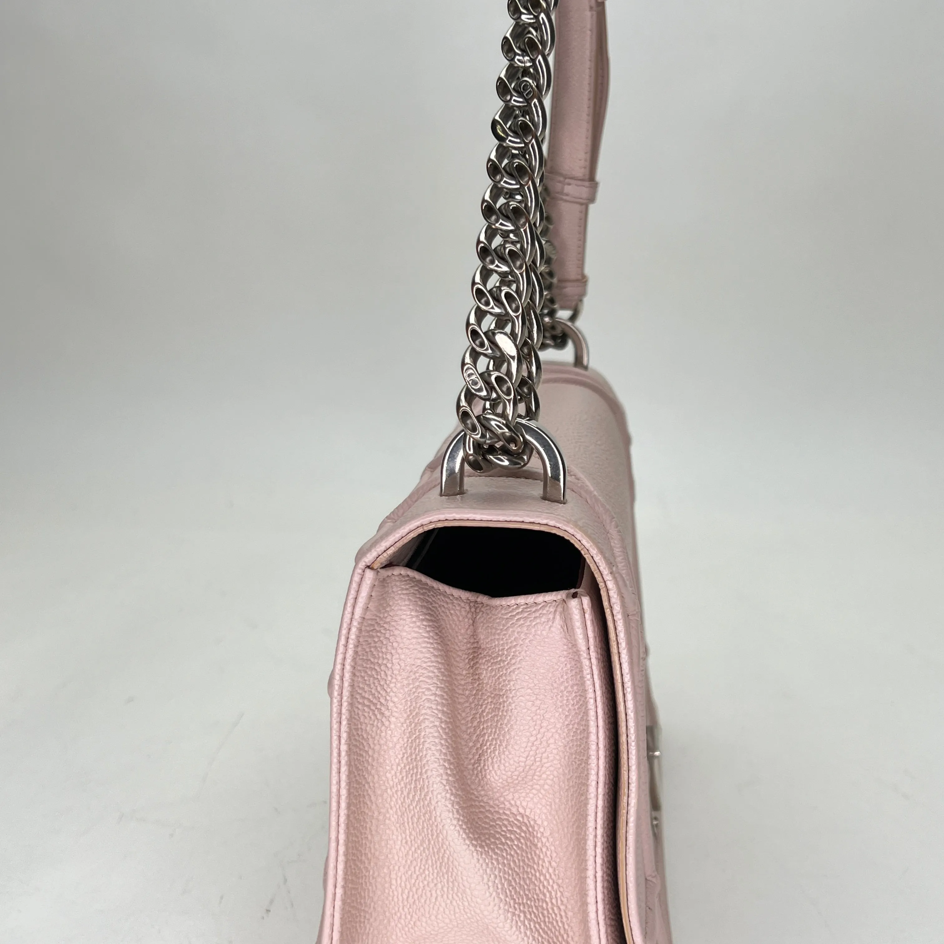 Diorama Medium Pink Crossbody Bag in Calfskin, Silver hardware