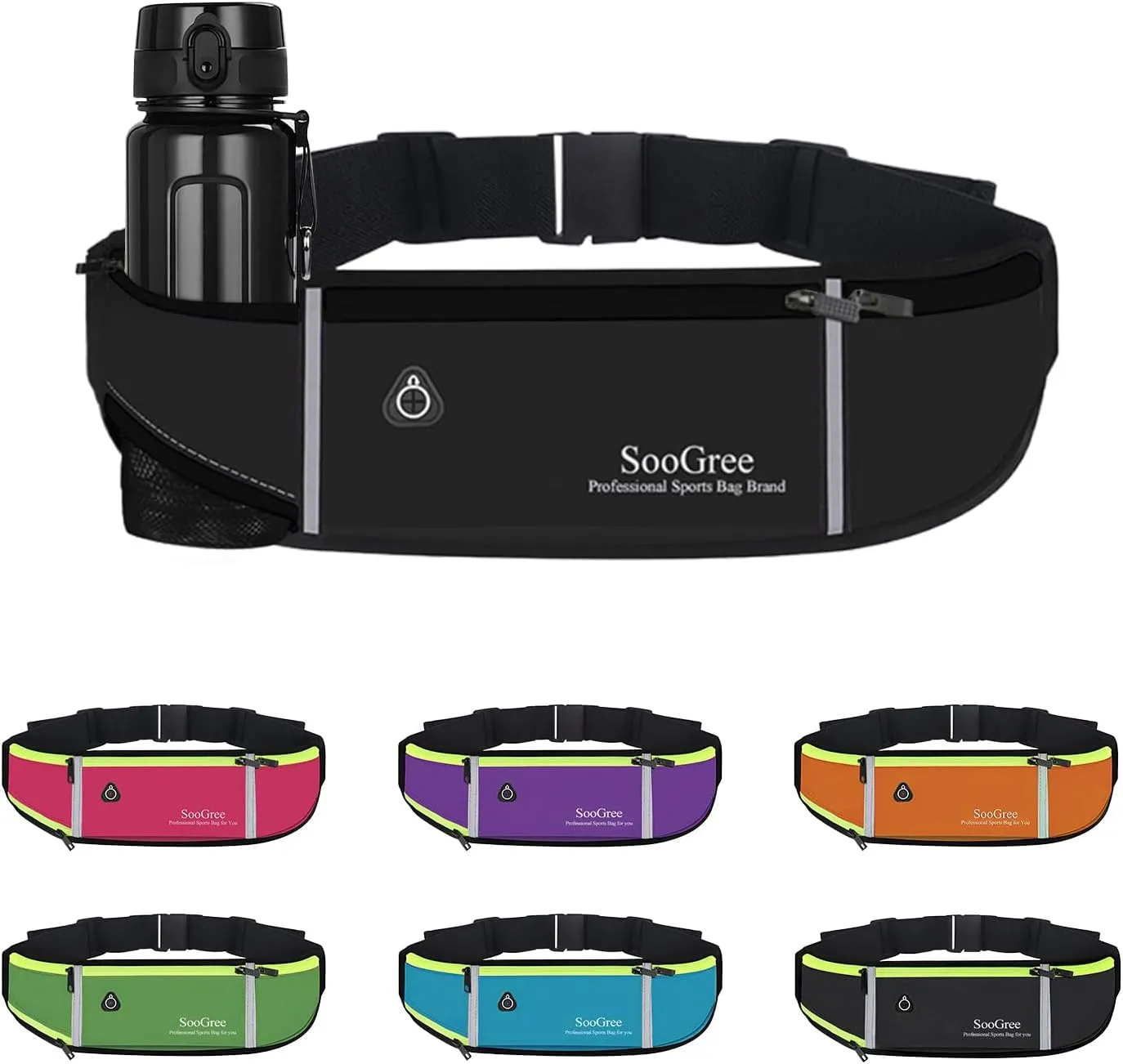 Fanny Packs, Running Belt Pack, Waist Pack Bag for Men and Women, Lightweight Runners Water BottleBelt Bag, Phone Holder Money Belt for Traveling Hiking Cycling Walking