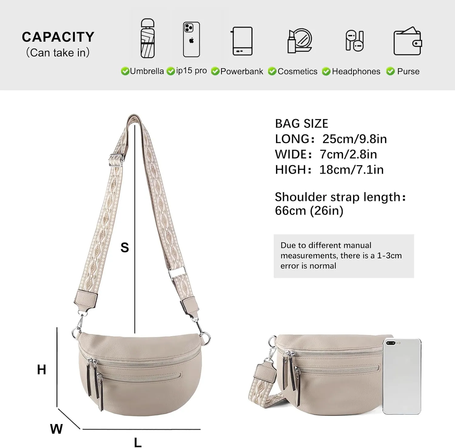 Fashion Leather Crossbody Small Sling Bags Fanny Pack Crossbody Bags Purses Gifts for Women Teen Girls Travel (Apricot)