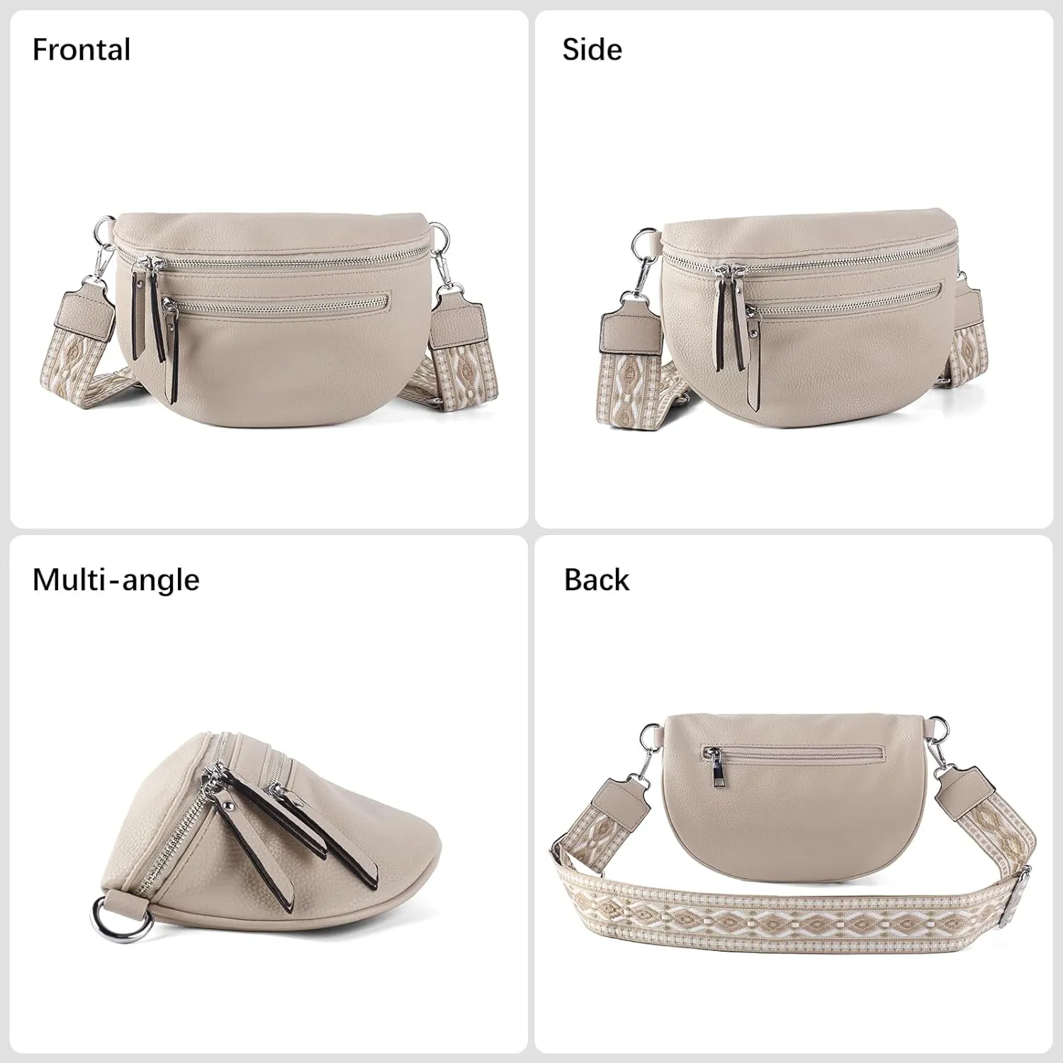 Fashion Leather Crossbody Small Sling Bags Fanny Pack Crossbody Bags Purses Gifts for Women Teen Girls Travel (Apricot)