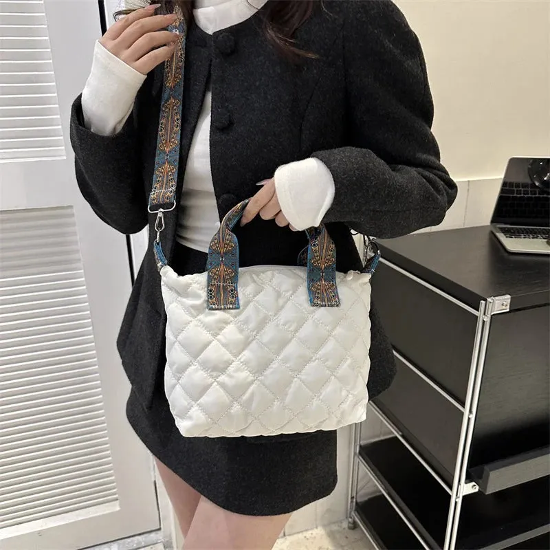 Fashion Nylon Women's Wide Strap Shoulder Saddle Purse Handbag Large Capacity Crossbody Tote Bag