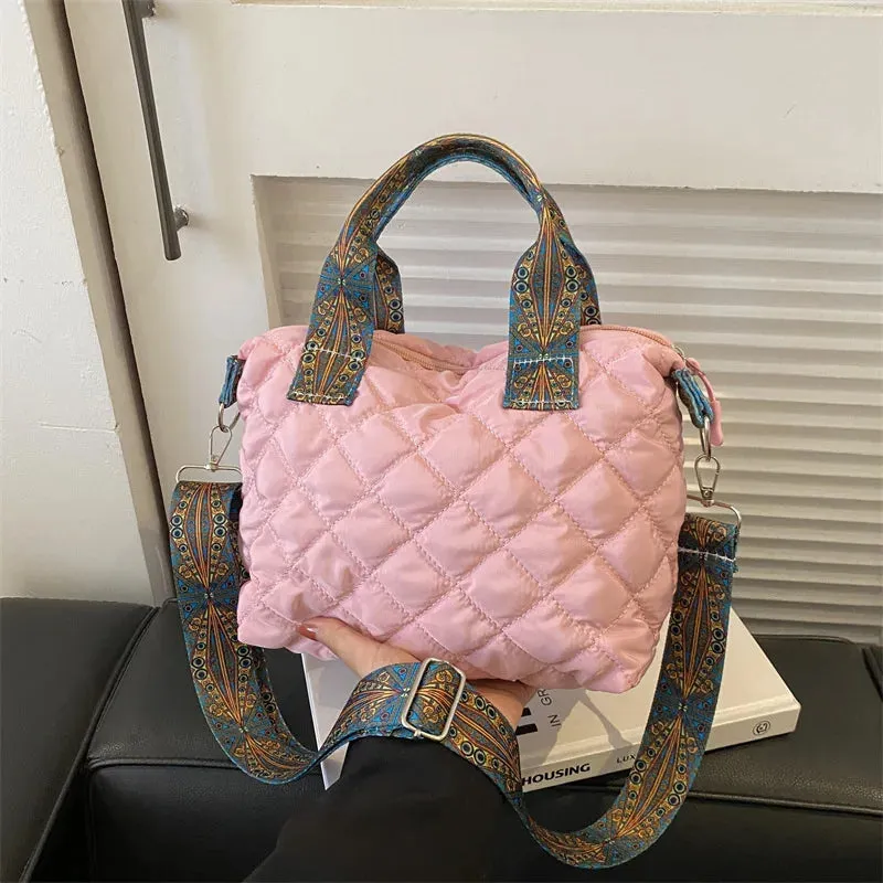 Fashion Nylon Women's Wide Strap Shoulder Saddle Purse Handbag Large Capacity Crossbody Tote Bag