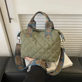 Fashion Nylon Women's Wide Strap Shoulder Saddle Purse Handbag Large Capacity Crossbody Tote Bag