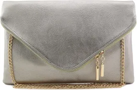 FashionPuzzle Oversized Envelope Clutch Evening Bag with Chain Strap