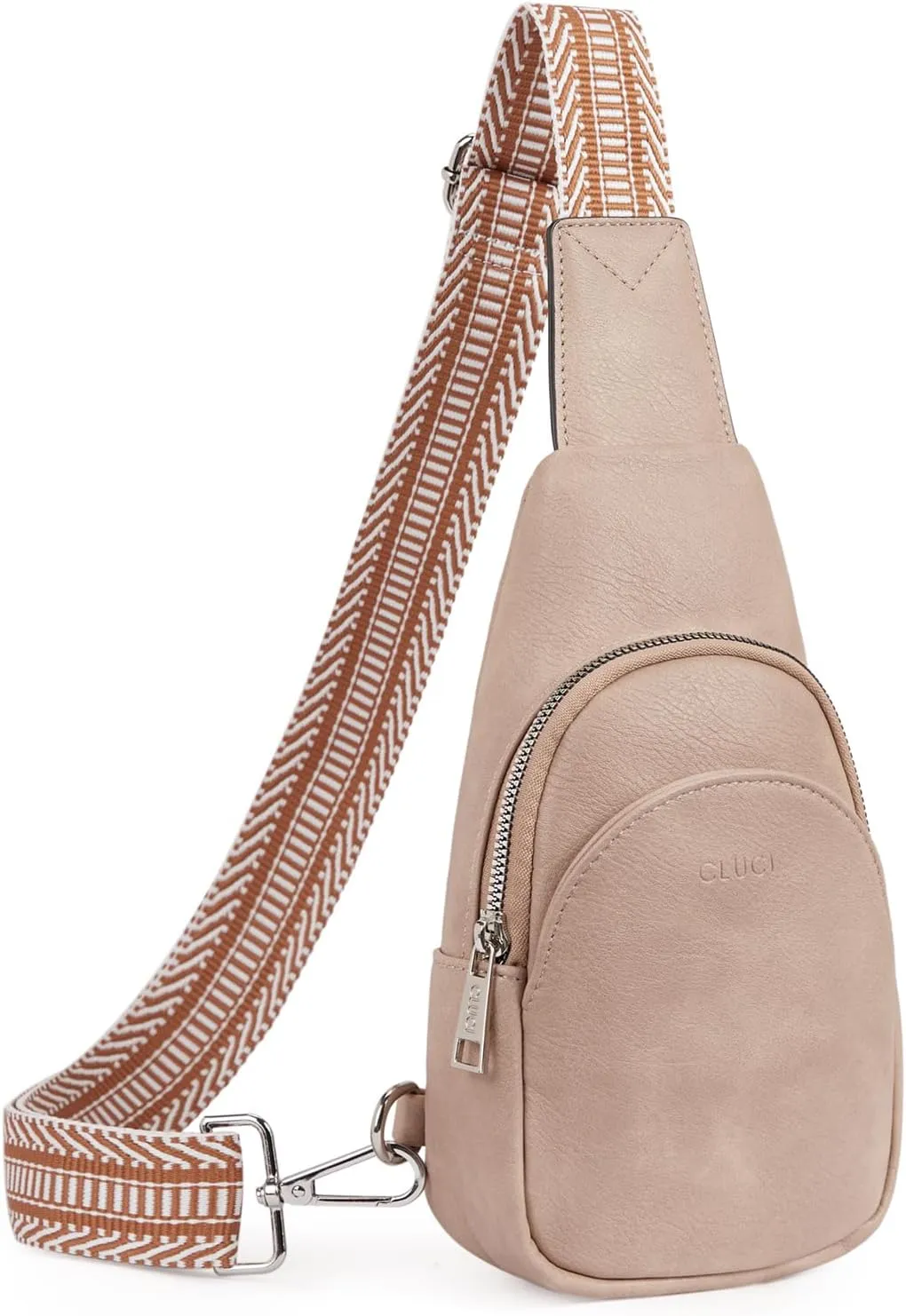 Faux Leather White/Brown Crossbody Travel Sling Bag