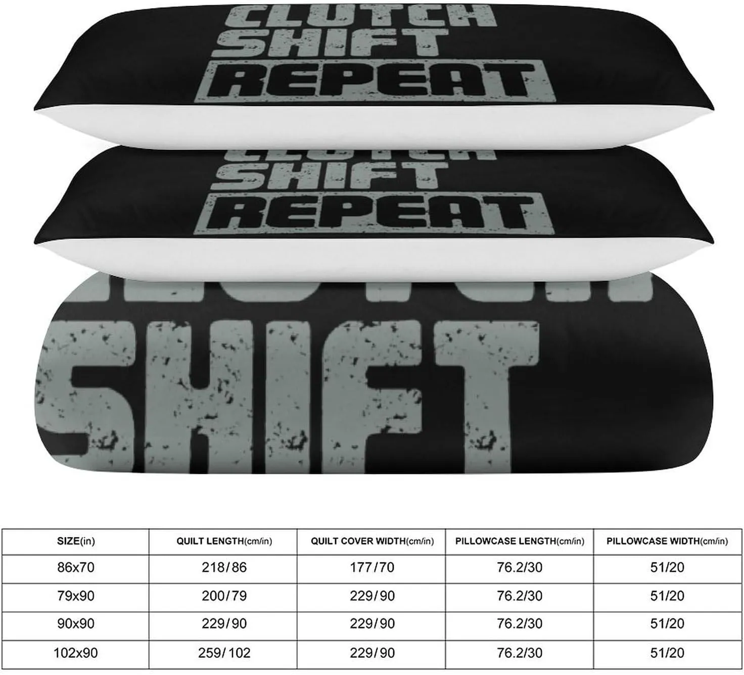 Gas Clutch Shift Repeat Queen Comforter Set 3-Piece Bedding 1 Soft Quilt Cover and 2 Pillow Shams Lightweight