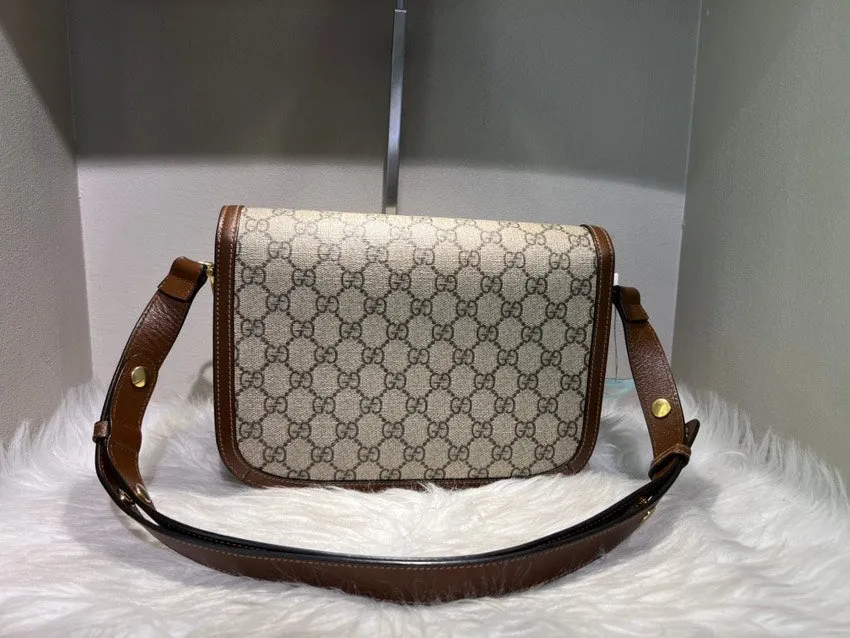 Gucci 1955 Horsebit Beige Canvas Shoulder Bag