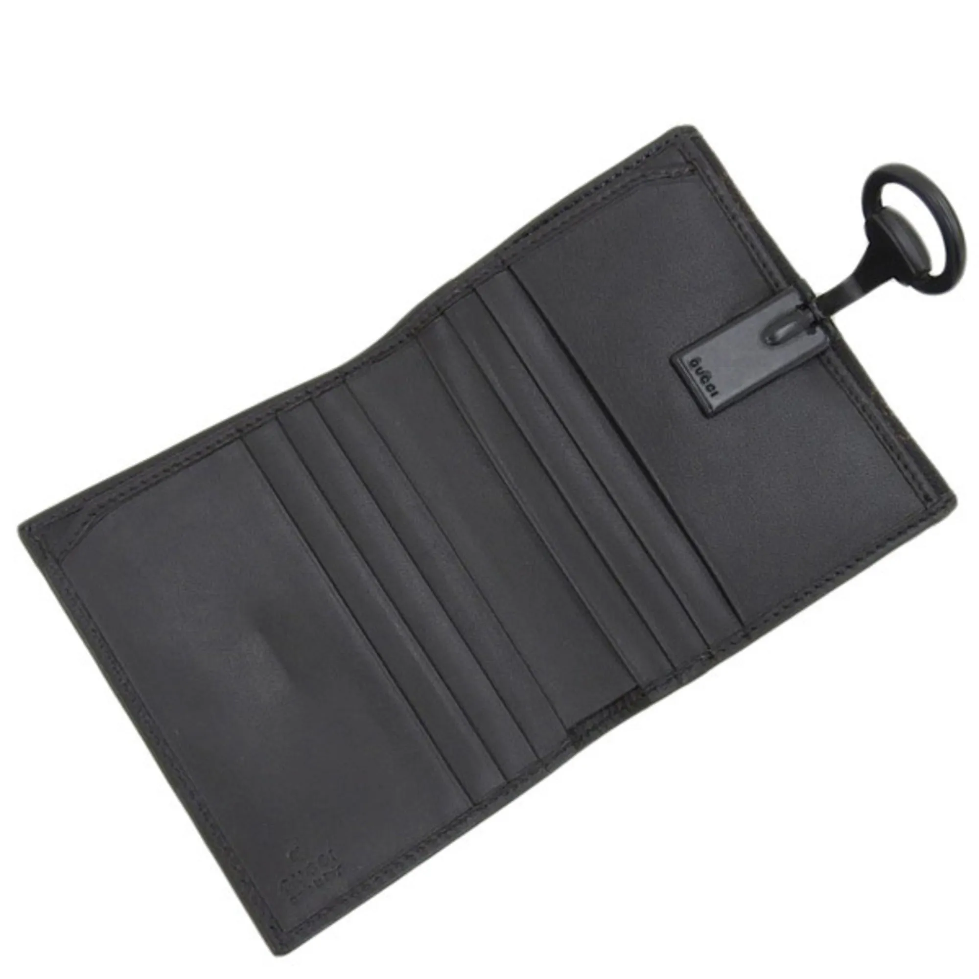 GUCCI Horsebit GG Canvas Bifold Wallet 101604 Black Women's