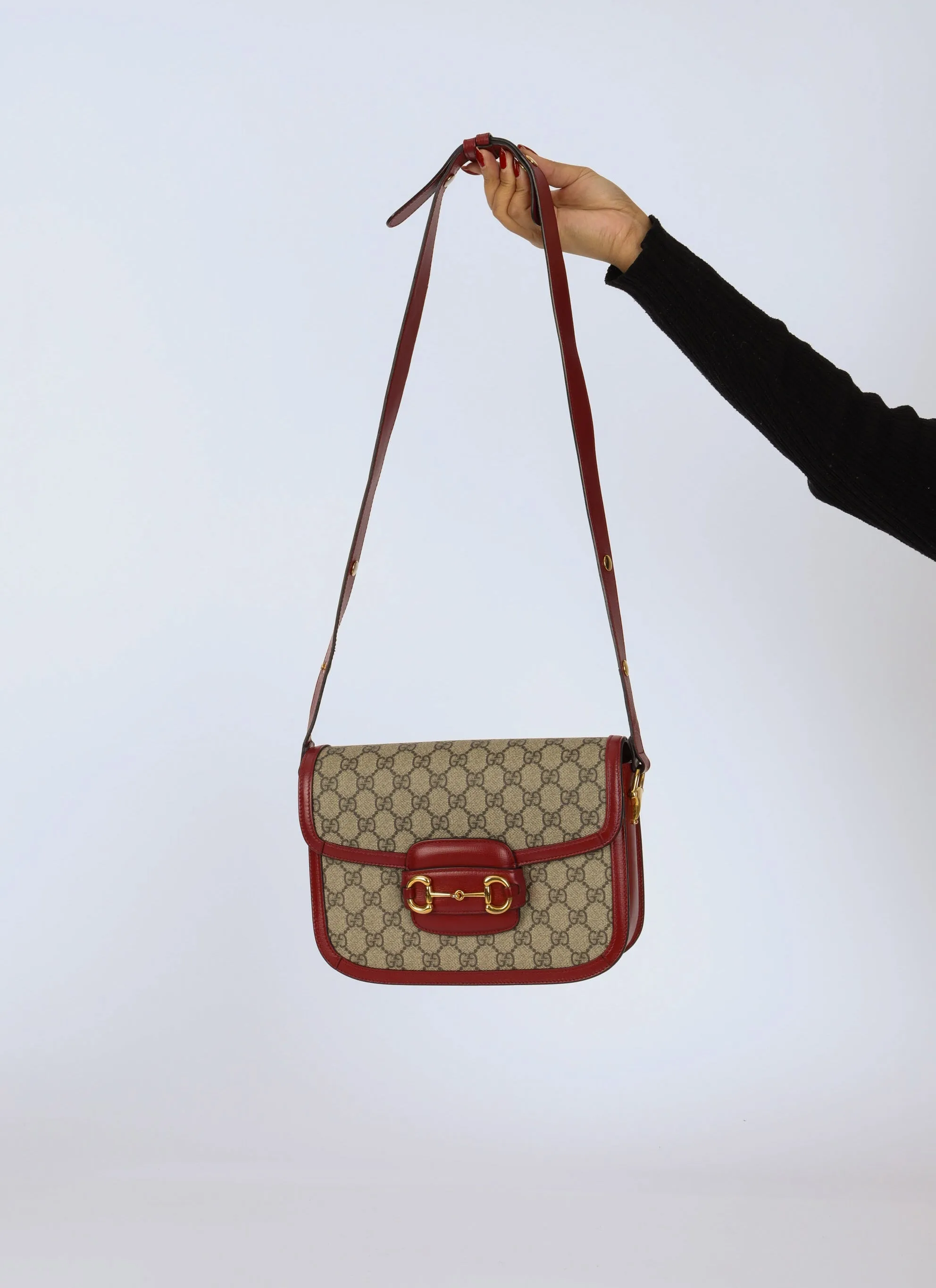 Gucci Supreme Canvas Monogram Horsebit Shoulder Bag