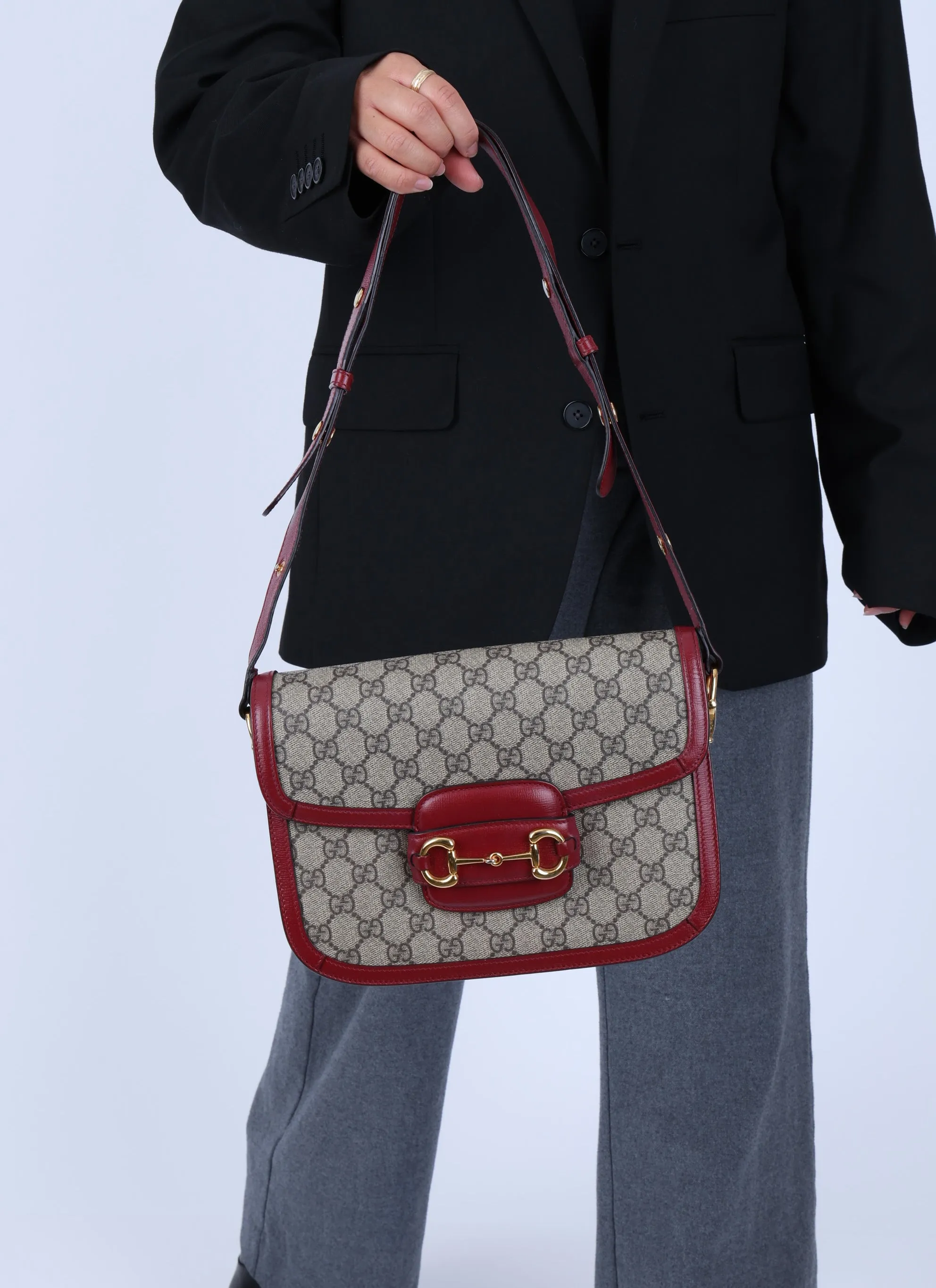 Gucci Supreme Canvas Monogram Horsebit Shoulder Bag