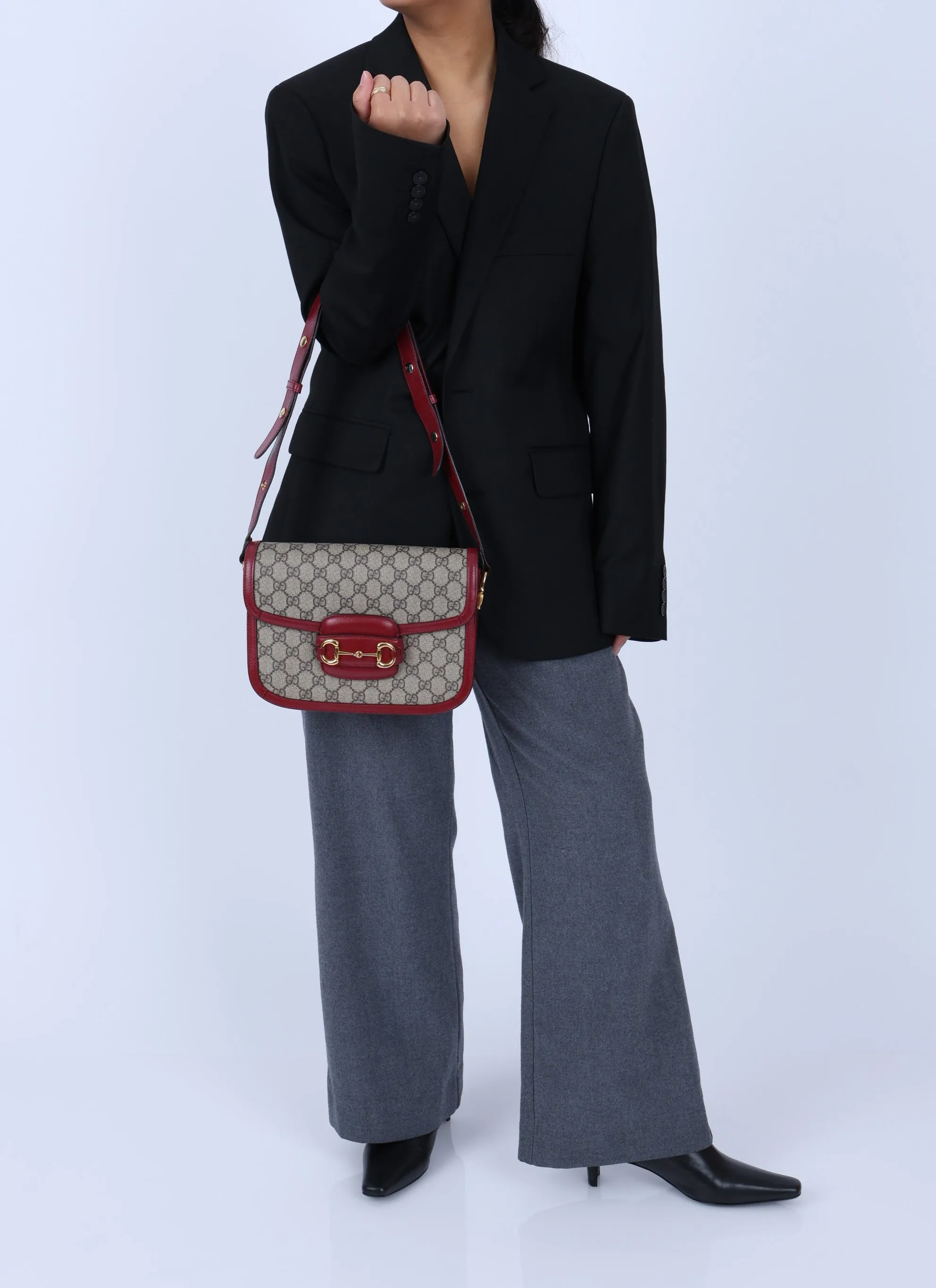 Gucci Supreme Canvas Monogram Horsebit Shoulder Bag