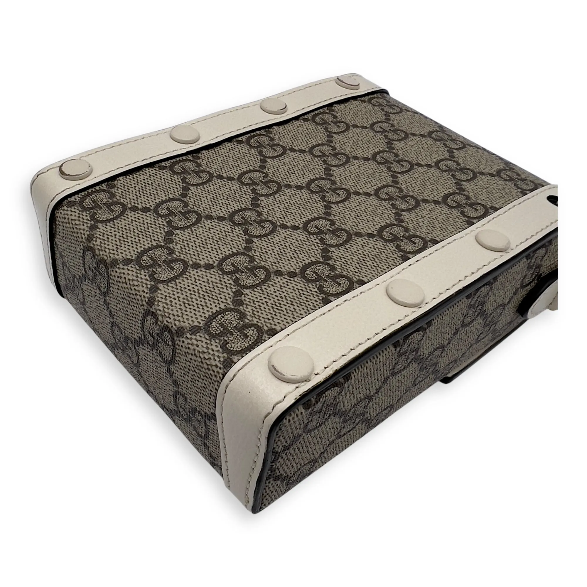 Horsebit 1955 Brown Crossbody Bag in Monogram Coated Canvas, Gold hardware