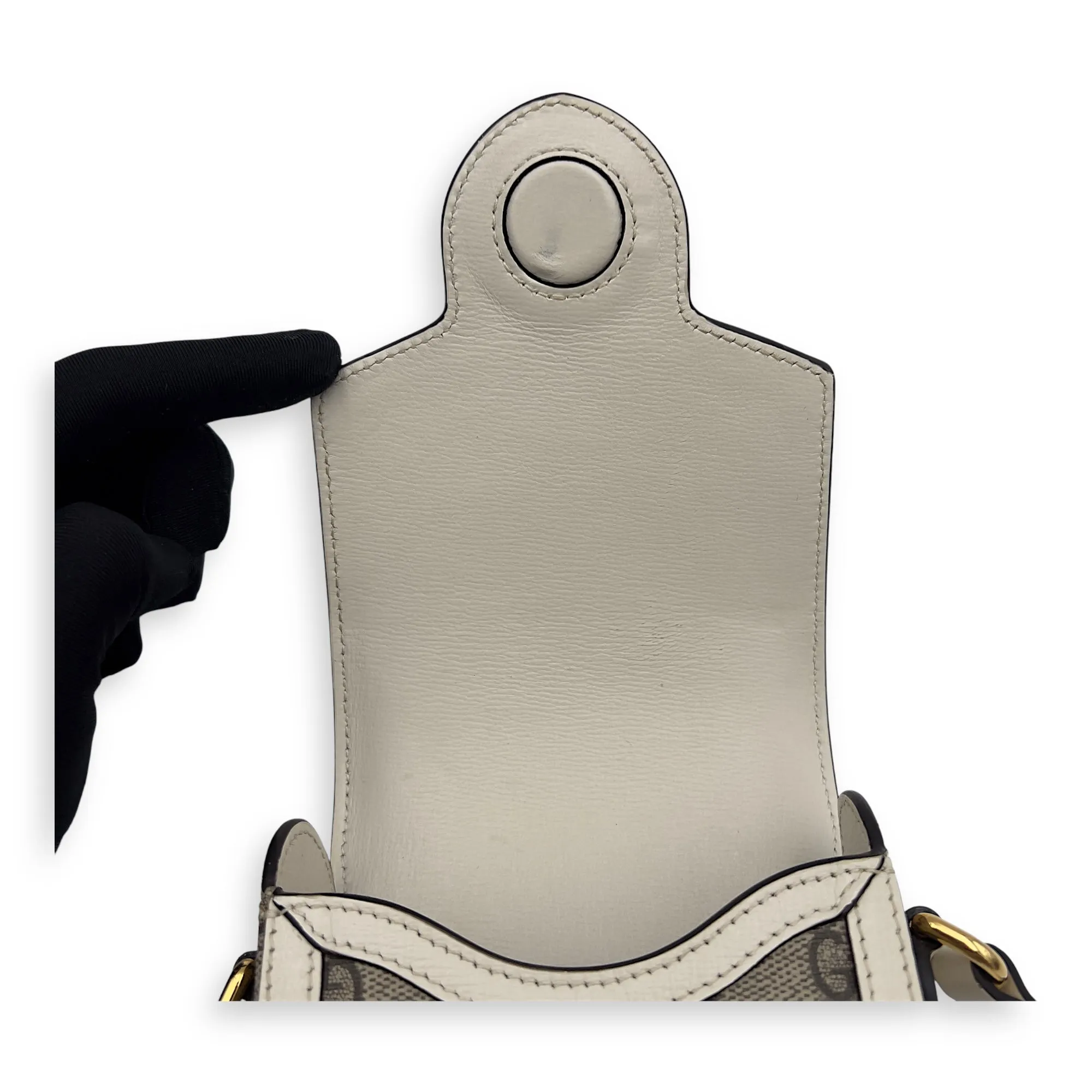 Horsebit 1955 Brown Crossbody Bag in Monogram Coated Canvas, Gold hardware