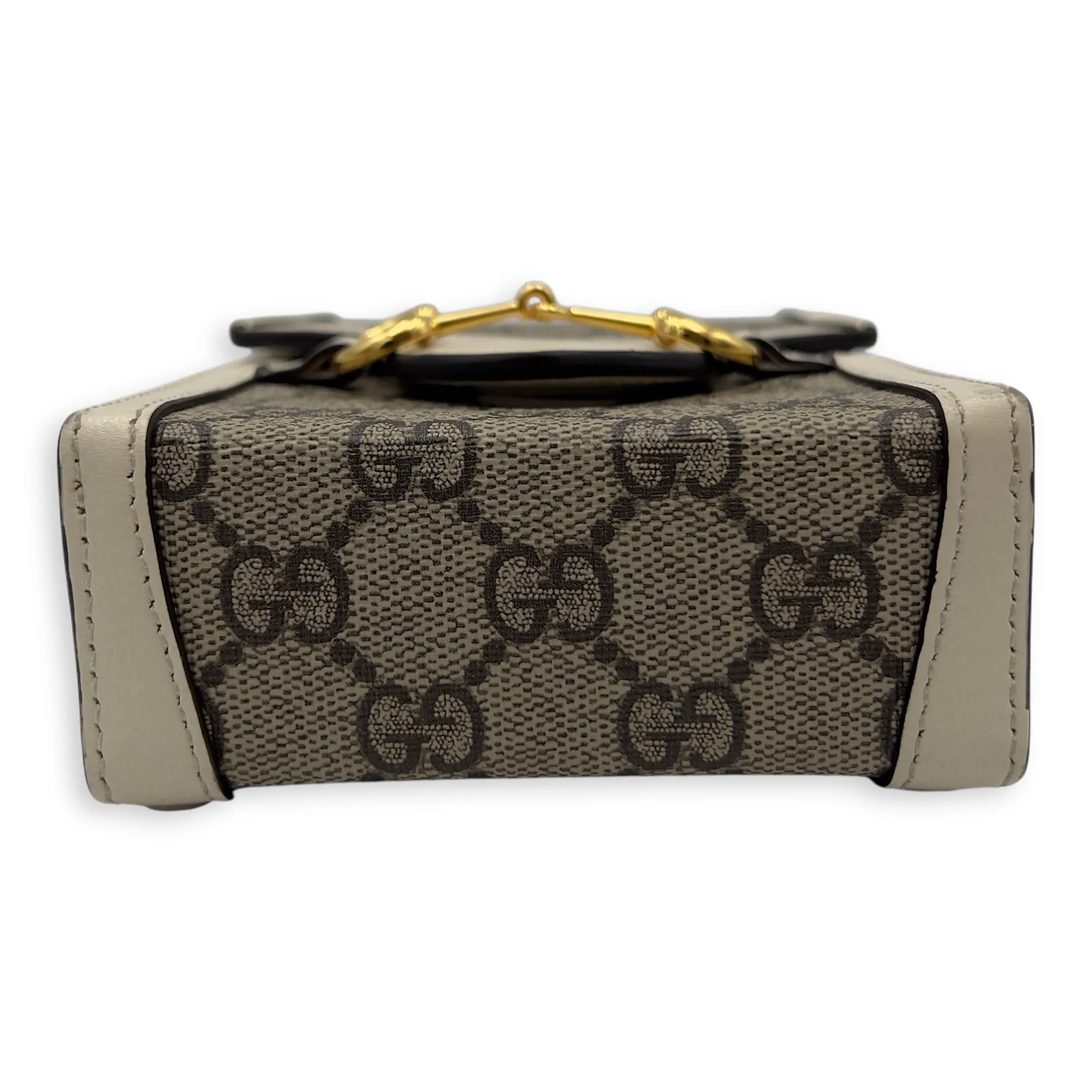 Horsebit 1955 Brown Crossbody Bag in Monogram Coated Canvas, Gold hardware