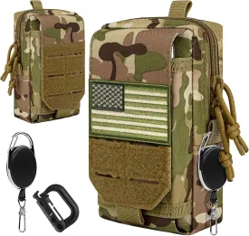 IronSeals Multi-Purpose Tactical Molle Pouch Waist Bag for Mobile Phone Belt Pouch Holster Cover Case for iPhone 16 Pro Max/16 Pro/16/15 Pro Max/14 Pro Max/13 Pro Max/12/11 Pro Max