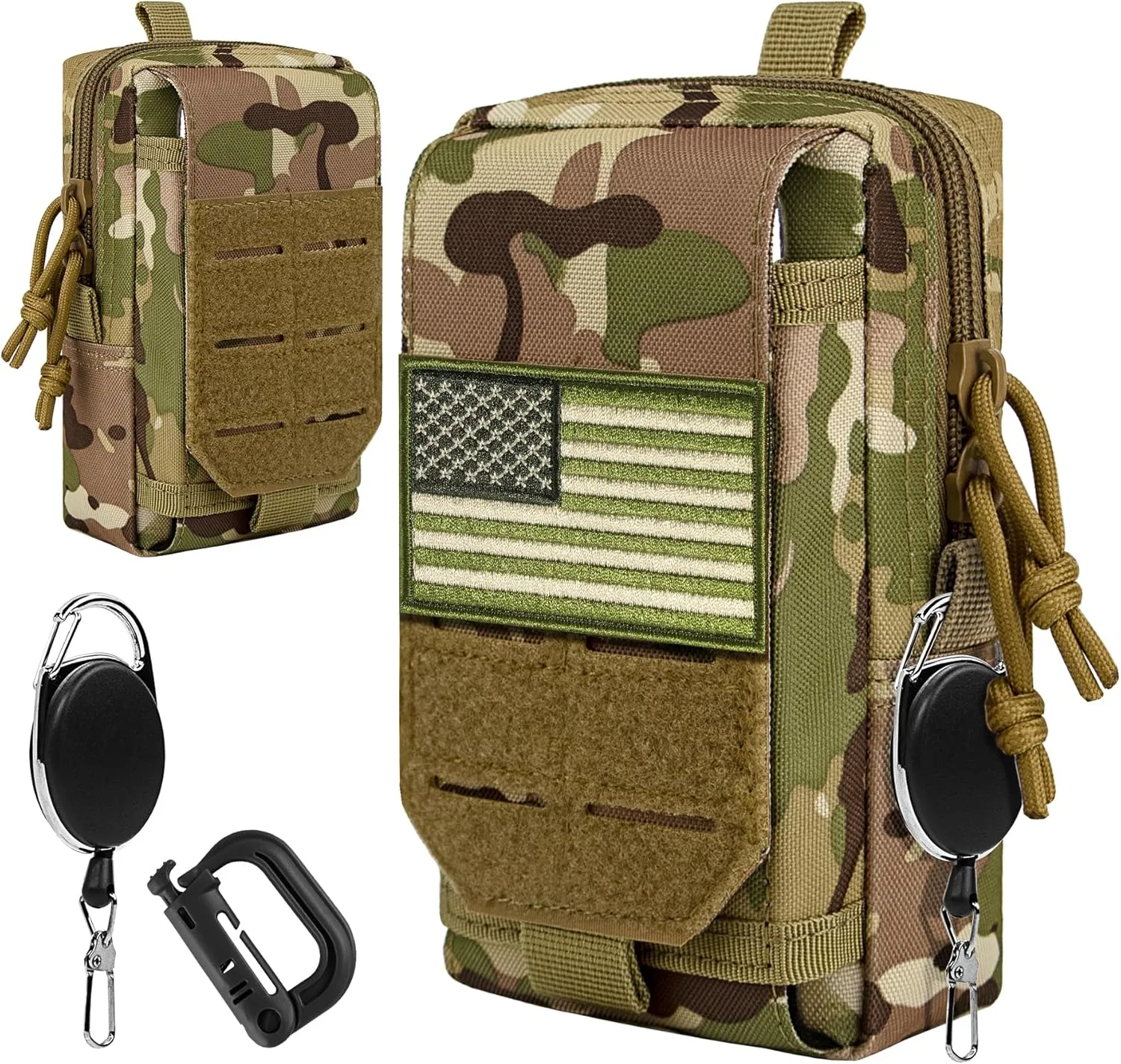 IronSeals Multi-Purpose Tactical Molle Pouch Waist Bag for Mobile Phone Belt Pouch Holster Cover Case for iPhone 16 Pro Max/16 Pro/16/15 Pro Max/14 Pro Max/13 Pro Max/12/11 Pro Max