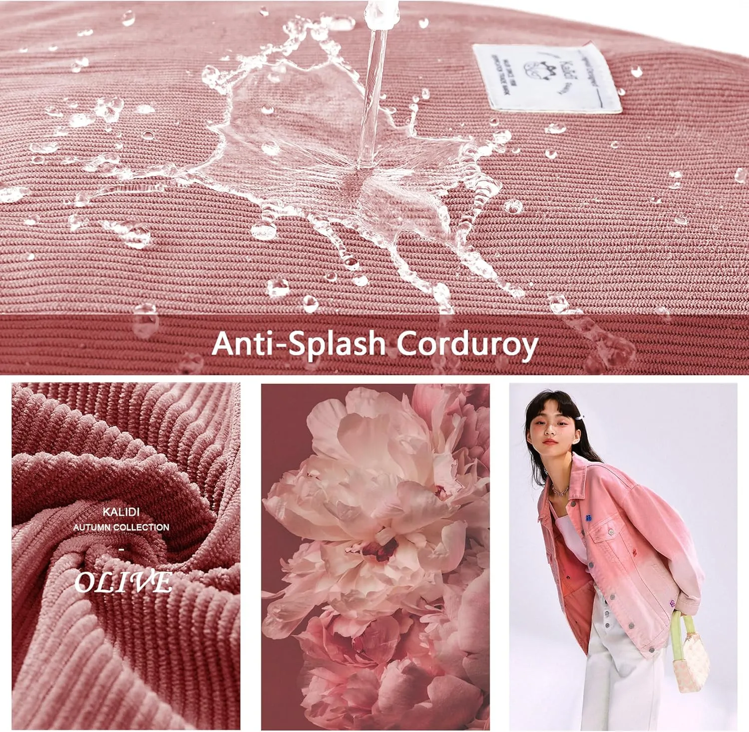 KALIDI Corduroy Tote Bag, Large Messenger Bag Shoulder Hobo Anti Splash Crossbody Zipper Bag Casual Work Shopping Women