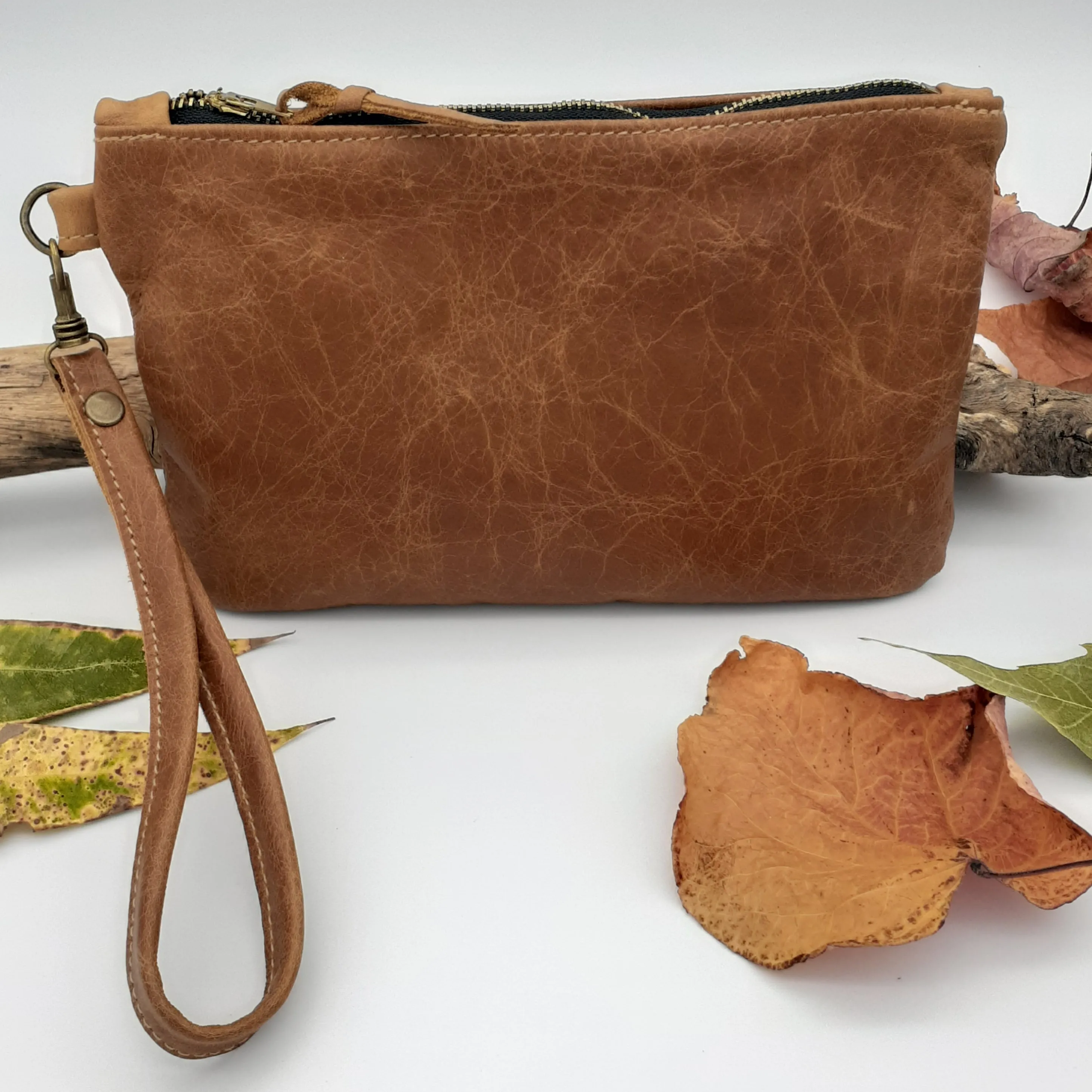 Leather Zip Clutch