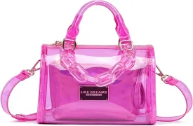 Like Dreams Holographic Purse for Women, Detachable Inner Pouch Crossbody Bag, Iridescent Top Handle Satchel
