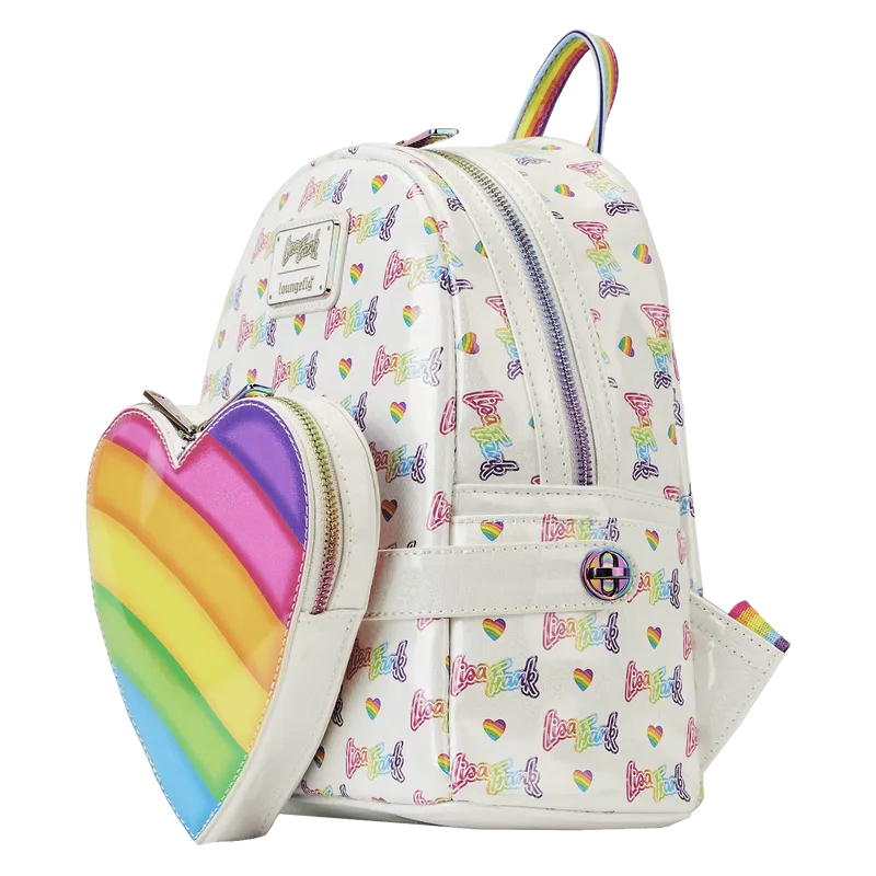 Lisa Frank Mini Backpack with Waist Bag Rainbow Heart Lougefly