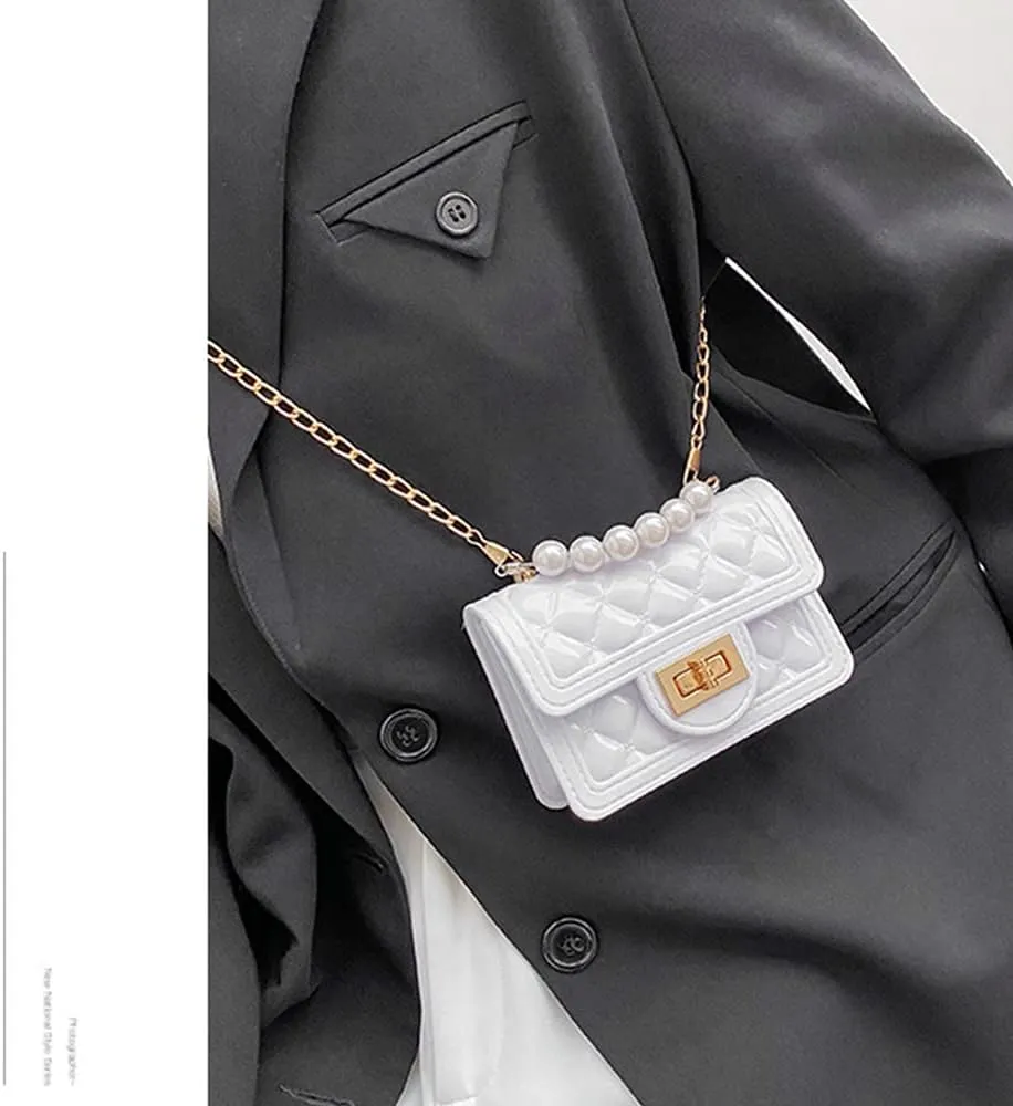 Little Girls Crossbody Purses with Chain Strap Silicone Resin Toddler Handbag Mini Casual Messenger Shoulder Bag for Kids