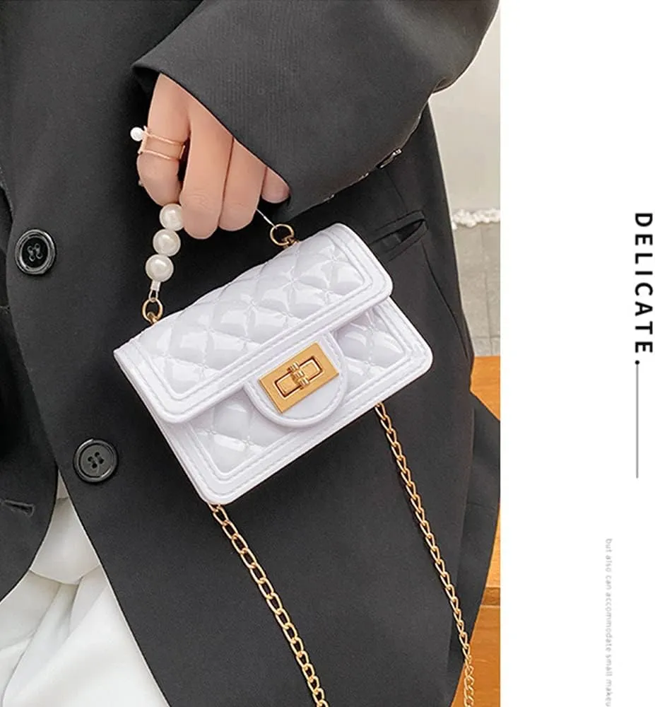 Little Girls Crossbody Purses with Chain Strap Silicone Resin Toddler Handbag Mini Casual Messenger Shoulder Bag for Kids