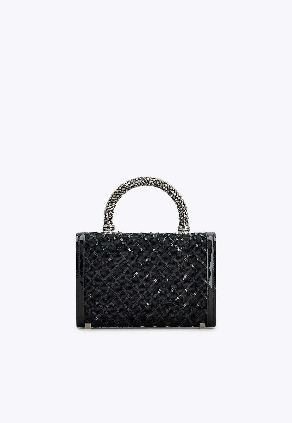 Mini Jewel Efflorescence-Buckle Sequined Bag