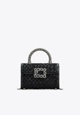 Mini Jewel Efflorescence-Buckle Sequined Bag