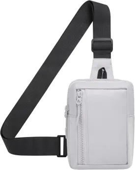 Mini Sling Bag for Men and Women, 7.5 Inch Small Anti Theft Crossbody Sling Backpack Nylon Chest Bag Fanny Pack for Travel Running Hiking (Light Grey)