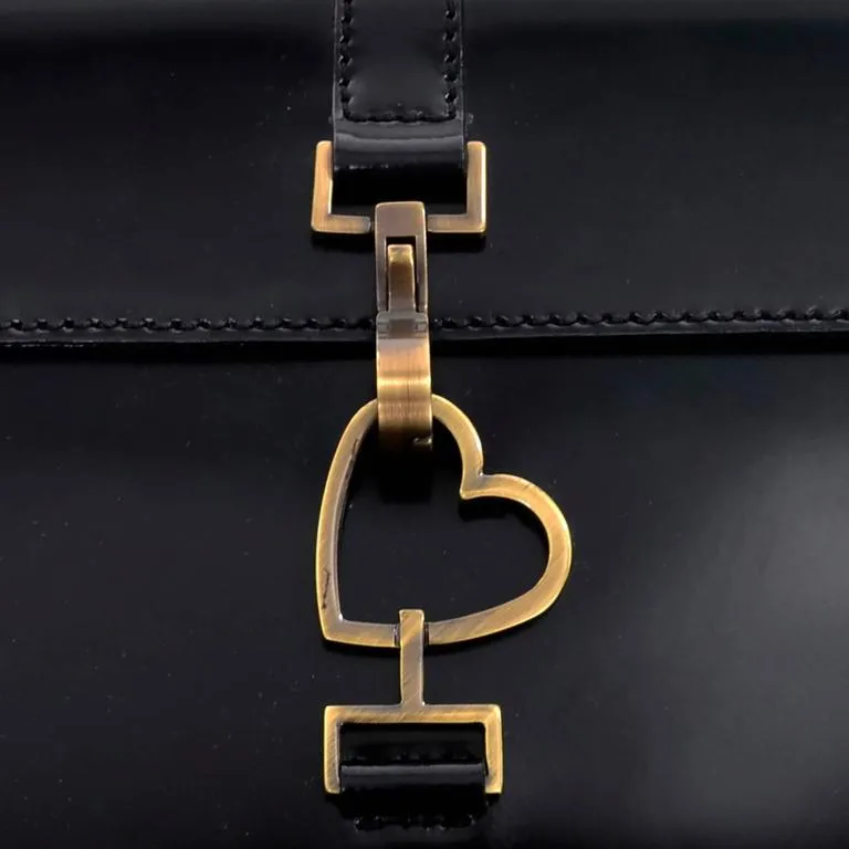 Moschino Vintage Leather Handbag Heart Clasp Shoulder Bag