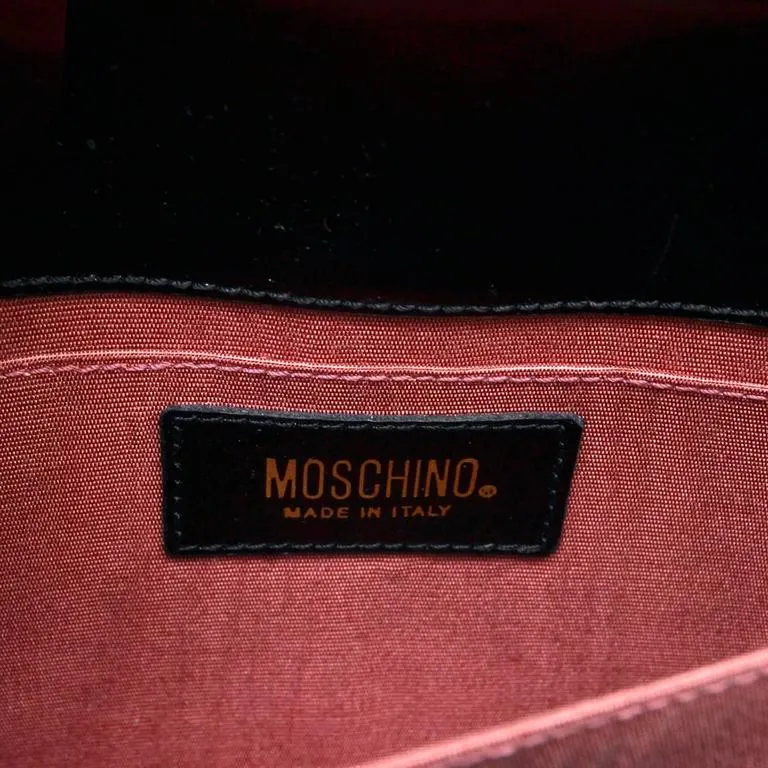 Moschino Vintage Leather Handbag Heart Clasp Shoulder Bag