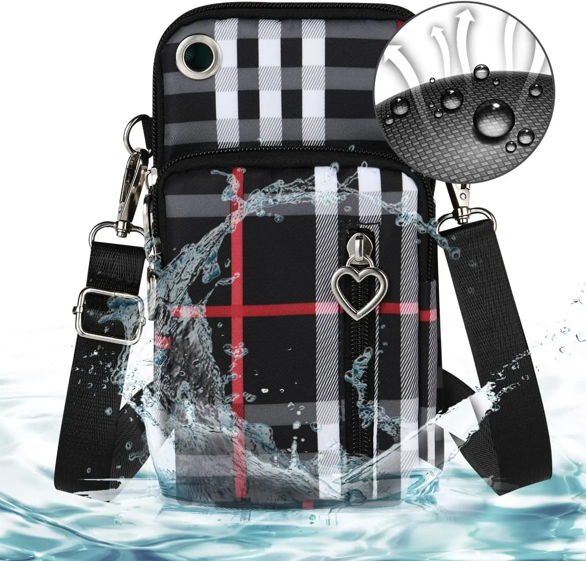 Nylon Crossbody Wallet - Travel Phone Purse, Shoulder Bag, Arm Bag